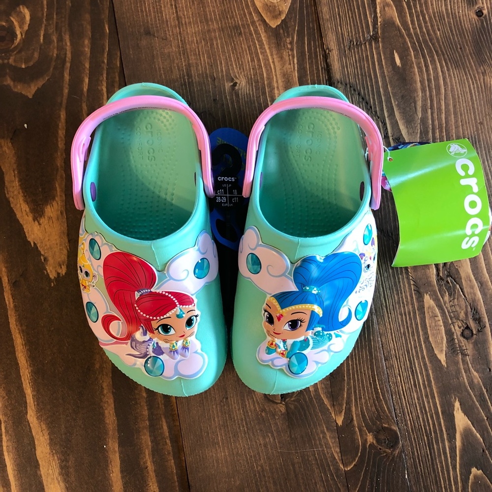 NWT “shimmer and shine” crocs